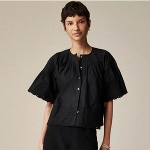 J. Crew Black Eyelet Blouse